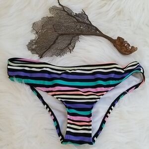 Hot Water Multicolored  Striped Bikini Bottom